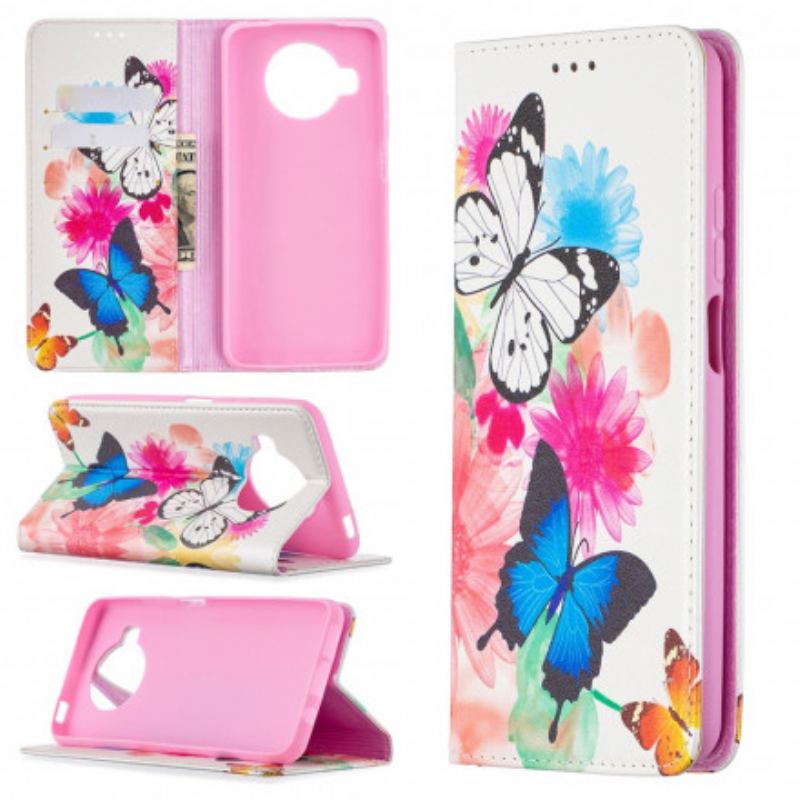 Cover Xiaomi Mi 10T Lite Flip Cover Farverige Sommerfugle