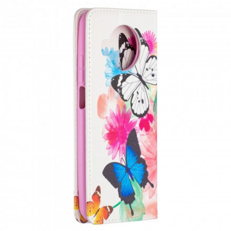 Cover Xiaomi Mi 10T Lite Flip Cover Farverige Sommerfugle