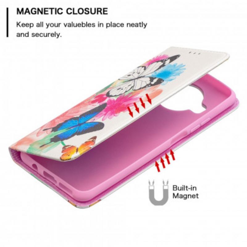 Cover Xiaomi Mi 10T Lite Flip Cover Farverige Sommerfugle