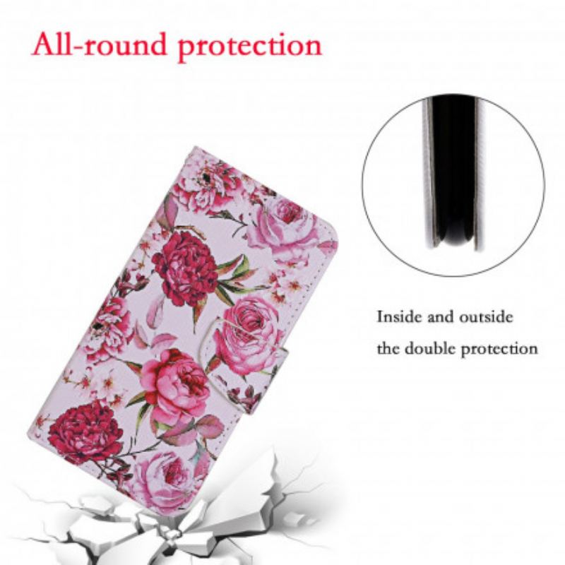 Flip Cover Xiaomi Mi 10T Lite Mesterlige Blomster Med Rem