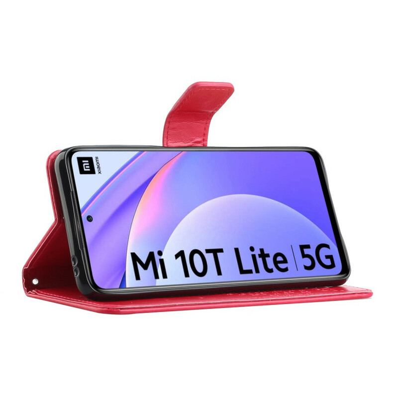 Læder Cover Xiaomi Mi 10T Lite Med Snor Thong Træ Og Ugler