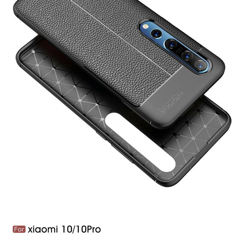 Cover Xiaomi Mi 10 / 10 Pro Dobbelt Linje Litchi Læder Effekt