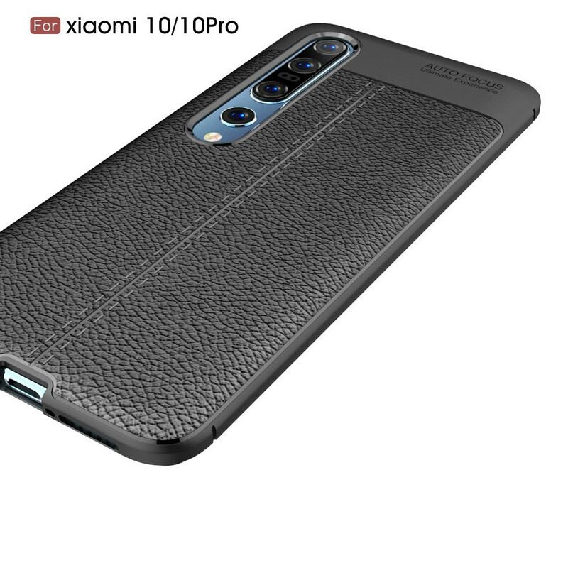 Cover Xiaomi Mi 10 / 10 Pro Dobbelt Linje Litchi Læder Effekt