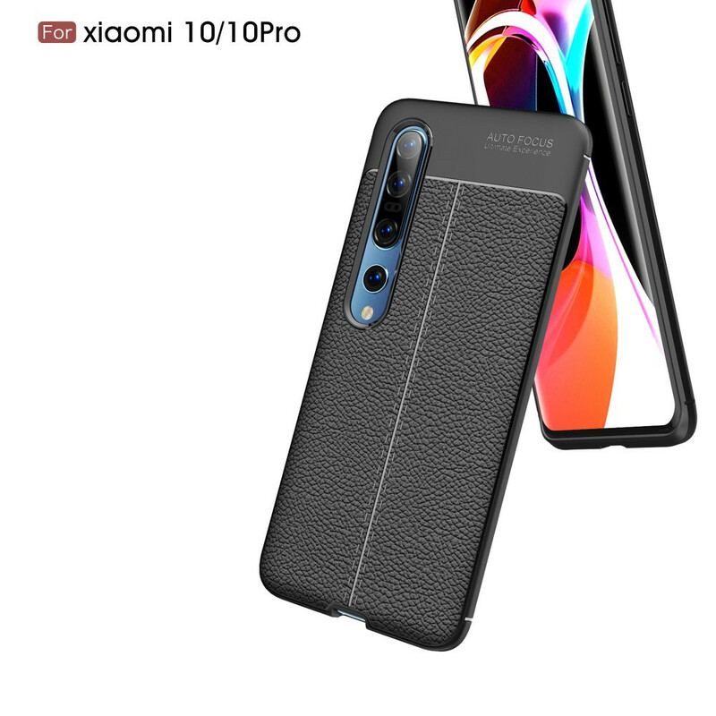 Cover Xiaomi Mi 10 / 10 Pro Dobbelt Linje Litchi Læder Effekt