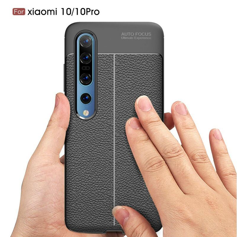 Cover Xiaomi Mi 10 / 10 Pro Dobbelt Linje Litchi Læder Effekt