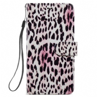 Flip Cover Samsung Galaxy S24 5g Leopardmønster Med Rem