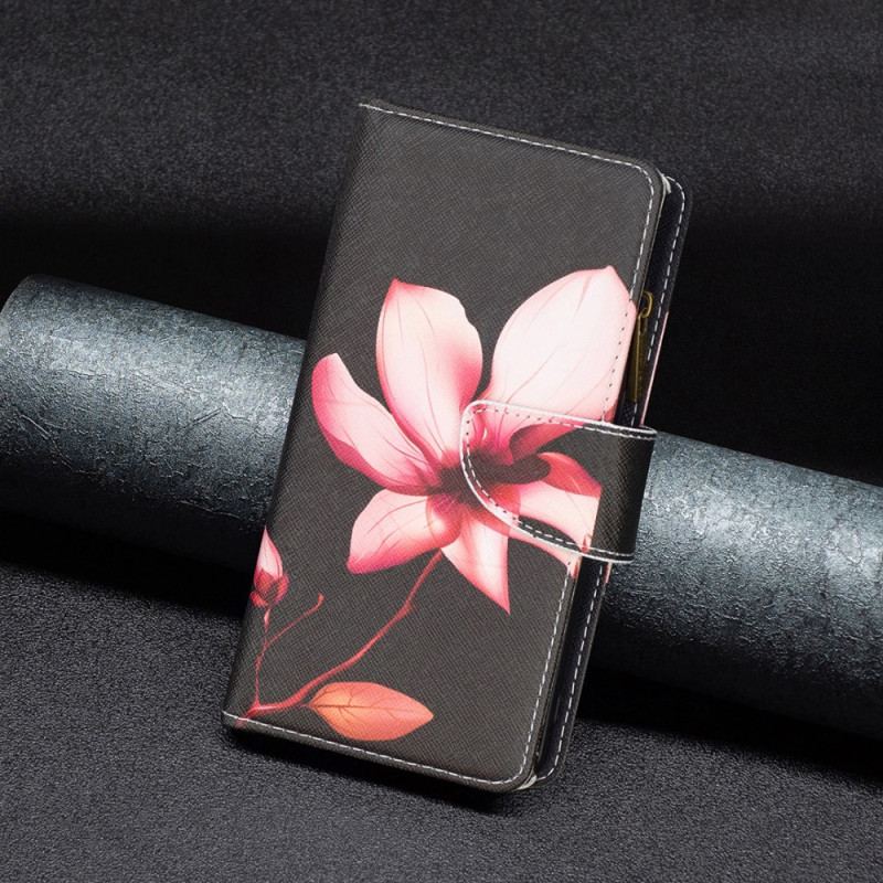 Flip Cover Samsung Galaxy S24 5g Lyserød Blomsterpung Med Rem