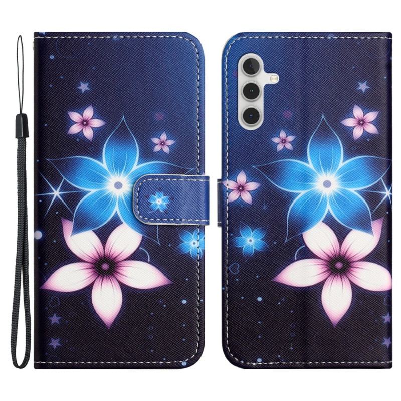 Flip Cover Samsung Galaxy S24 5g Måneblomster Med Rem