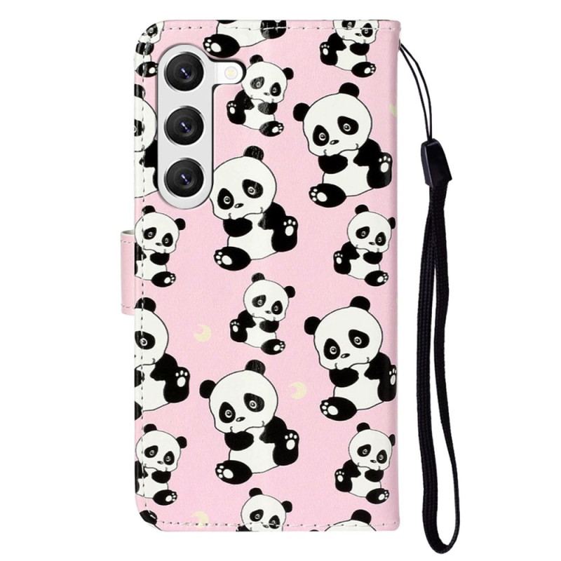 Flip Cover Samsung Galaxy S24 5g Pandamønster Med Rem