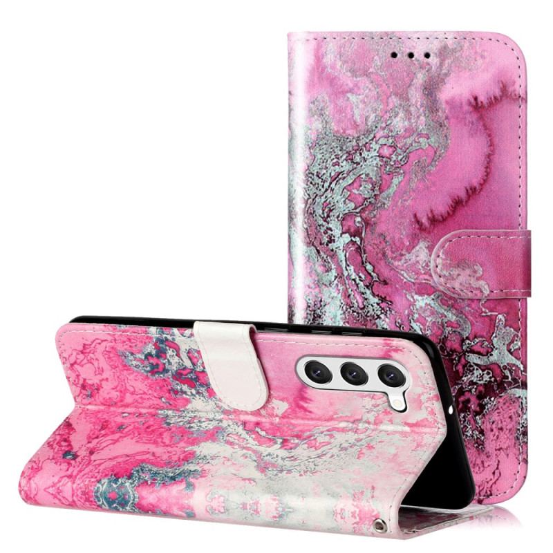 Flip Cover Samsung Galaxy S24 5g Pink Marmormønster