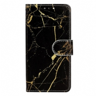 Flip Cover Samsung Galaxy S24 5g Sort Og Guld Marmor Med Rem