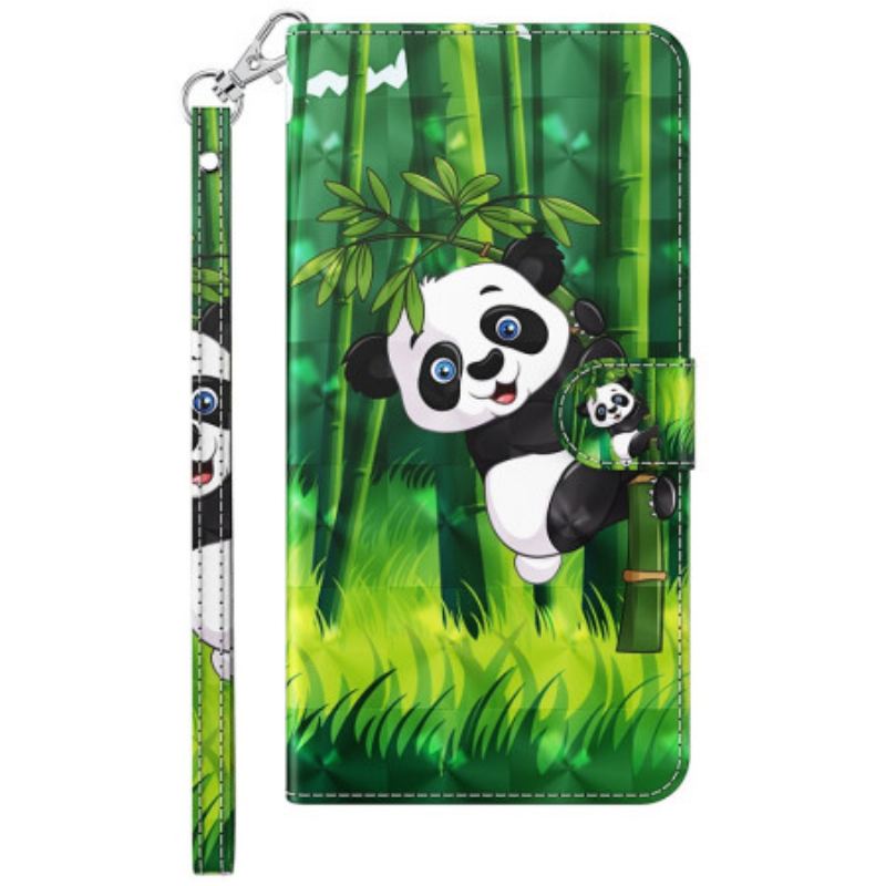 Læder Cover Samsung Galaxy S24 5g Bambus Panda Med Rem