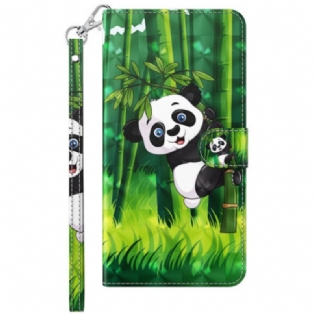 Læder Cover Samsung Galaxy S24 5g Bambus Panda Med Rem