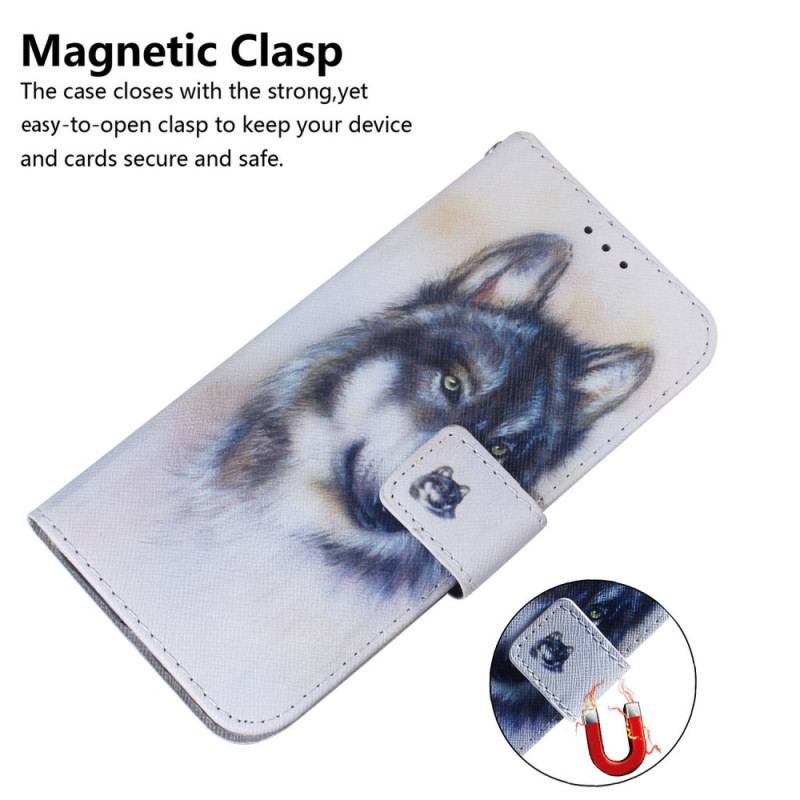 Læder Cover Samsung Galaxy S24 5g Telefon Etui Akvarelhund