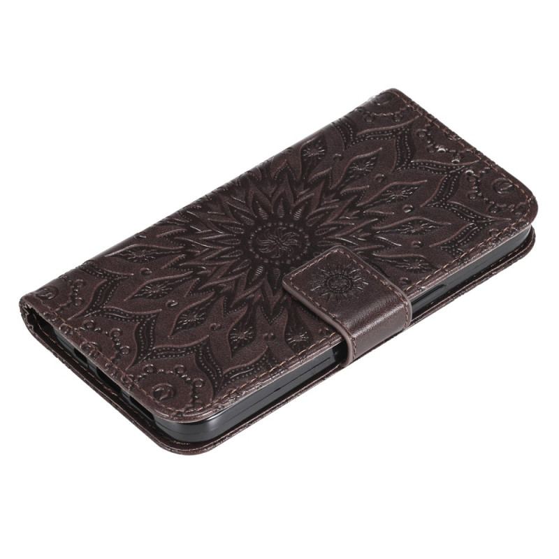 Læder Cover Samsung Galaxy S24 5g Telefon Etui Fremragende Mandala Med Rem