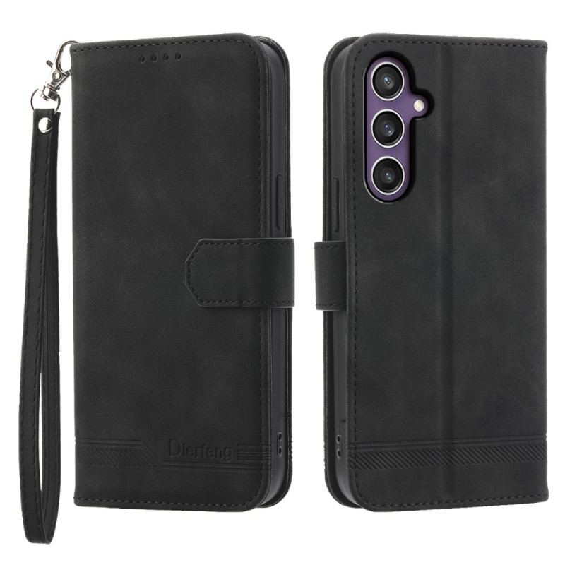 Læder Cover Samsung Galaxy S24 5g Telefon Etui Etui Med Støtte Og Snor Dierfeng