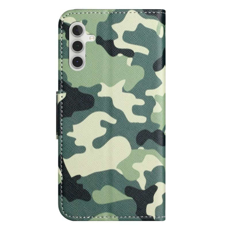 Læder Cover Samsung Galaxy S24 5g Telefon Etui Militær Camouflage Med Rem