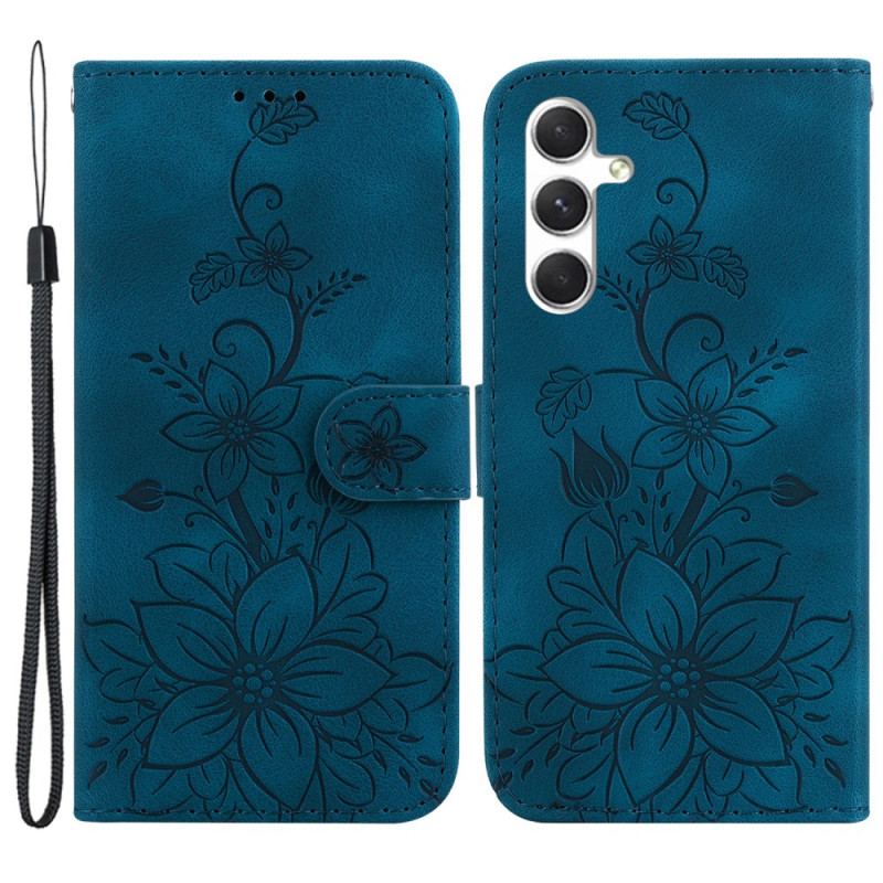 Læder Cover Samsung Galaxy S24 5g Telefon Etui Rem Blomster