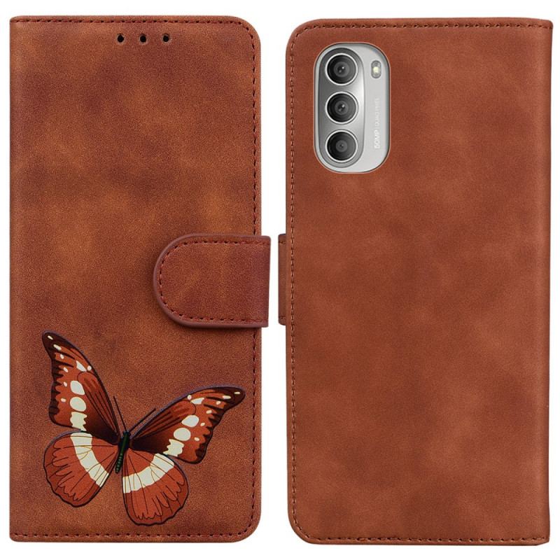 Læder Cover Moto G51 5G Skin-touch Butterfly