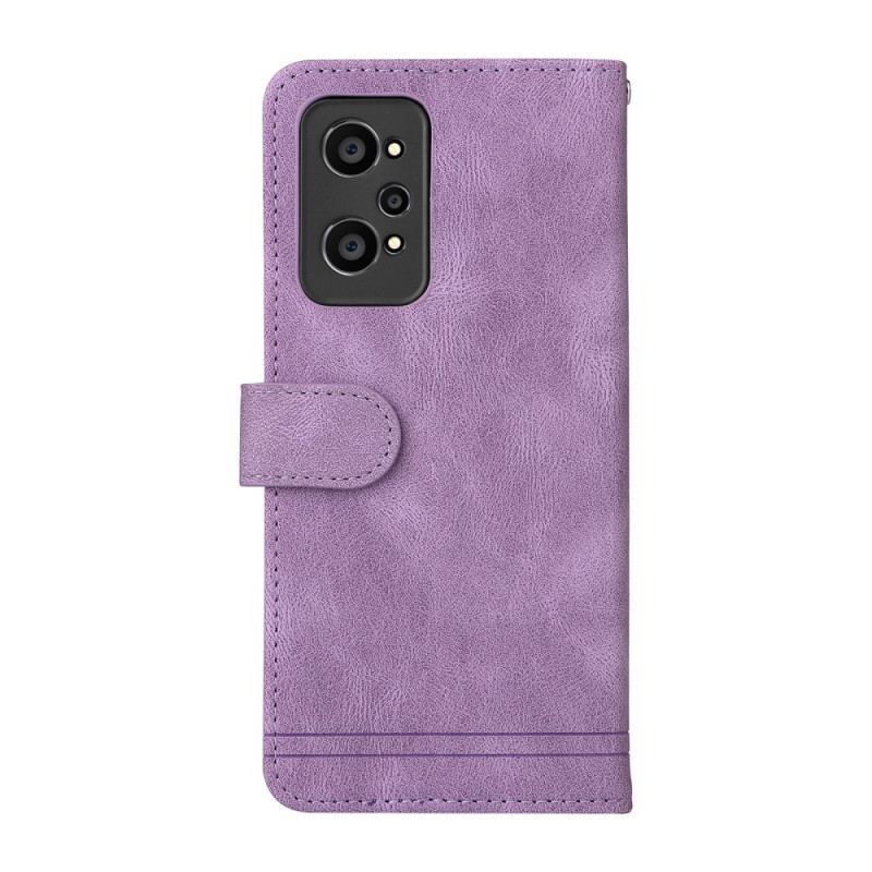 Flip Cover Realme GT Neo 3T / Neo 2 Imiteret Læder Nitte Og Rem