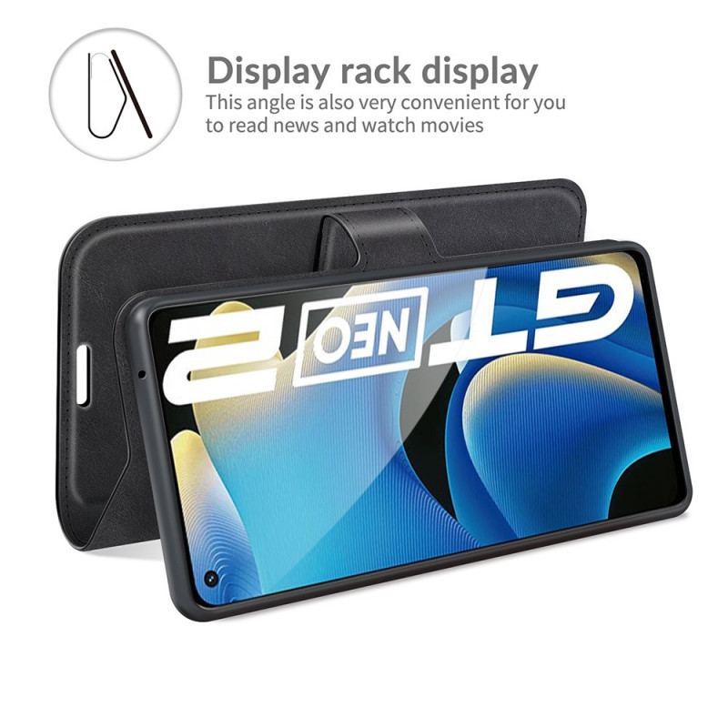 Flip Cover Realme GT Neo 3T / Neo 2 Slank Imiteret Læder