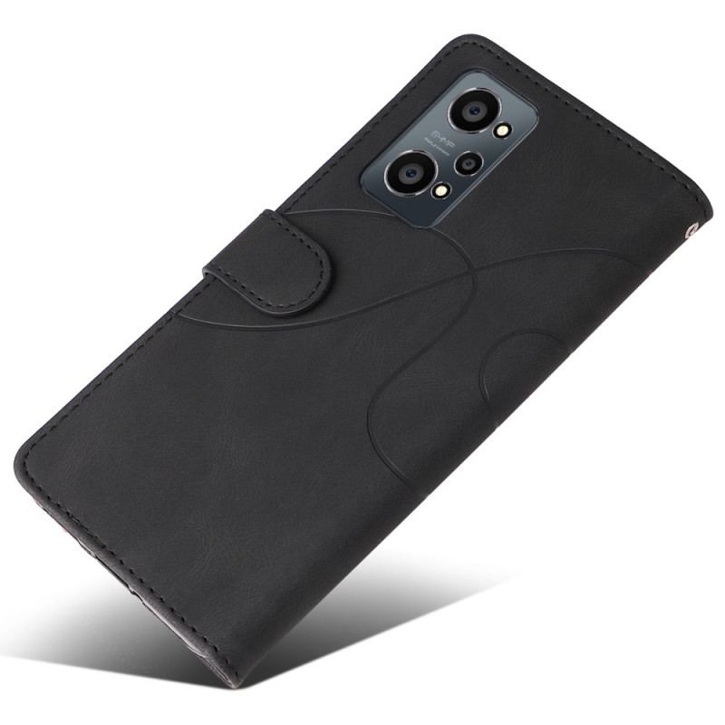 Flip Cover Realme GT Neo 3T / Neo 2 Tofarvet Signatur Imiteret Læder