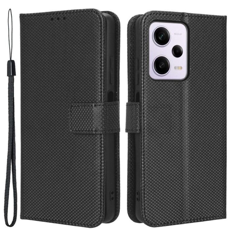 Flip Cover Xiaomi Redmi Note 12 Pro Med Snor Stilfuldt Strappy Imiteret Læder