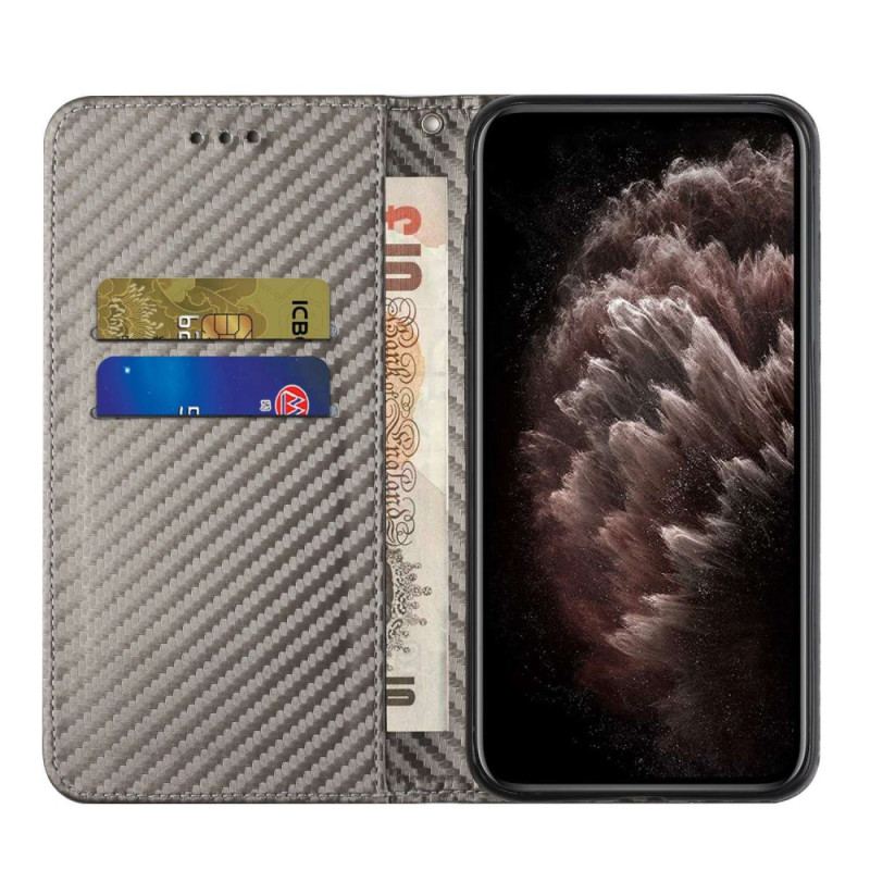 Cover Samsung Galaxy S23 5G Med Snor Flip Cover Strappy Carbon Fiber Style