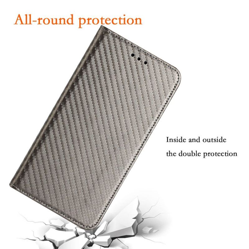 Cover Samsung Galaxy S23 5G Med Snor Flip Cover Strappy Carbon Fiber Style