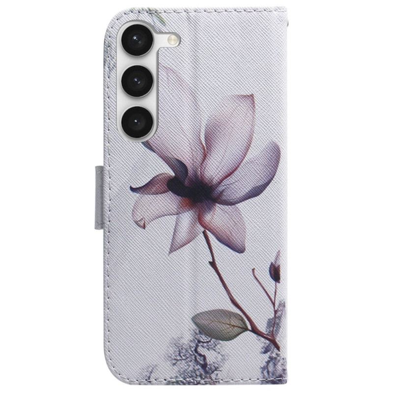 Flip Cover Samsung Galaxy S23 5G Lyserød Blomst