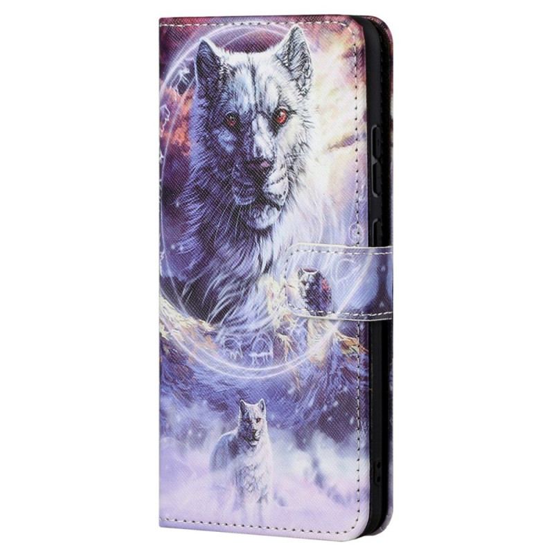 Flip Cover Samsung Galaxy S23 5G Med Snor Lanyard Wolf