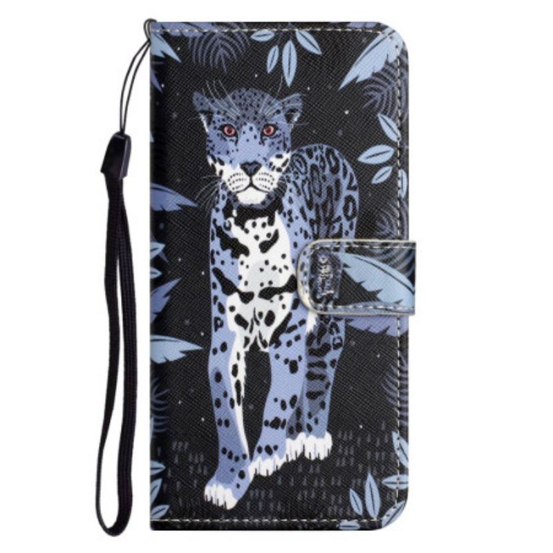 Flip Cover Samsung Galaxy S23 5G Med Snor Strappy Leopard