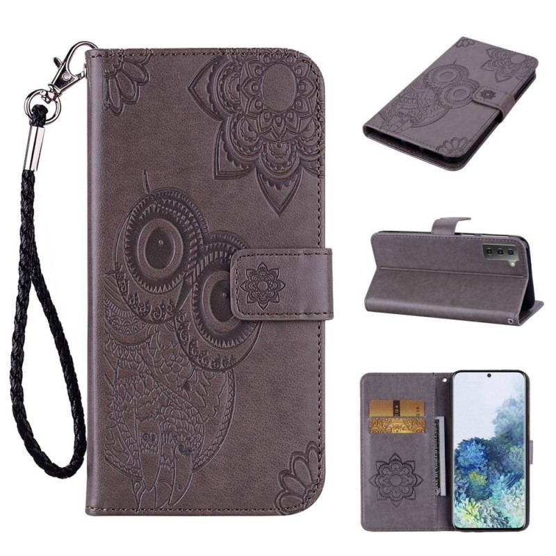 Flip Cover Samsung Galaxy S23 5G Ugle Mandala Og Lanyard