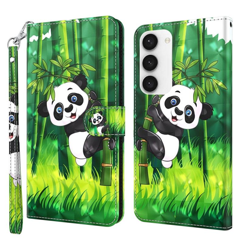 Læder Cover Samsung Galaxy S23 5G Panda Bambus