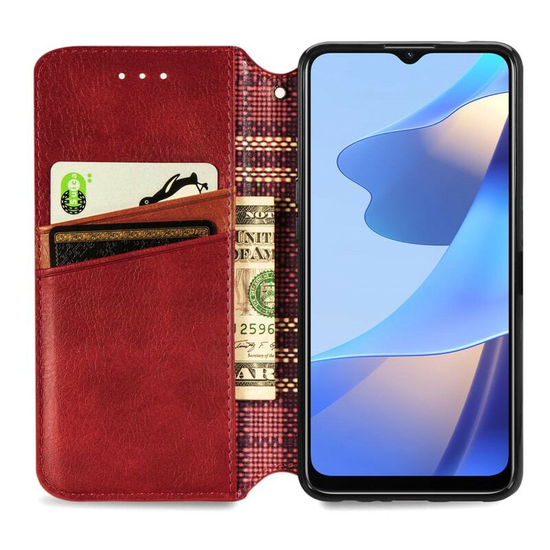 Cover Oppo A16 / A16s Flip Cover Diamanttekstur I Lædereffekt