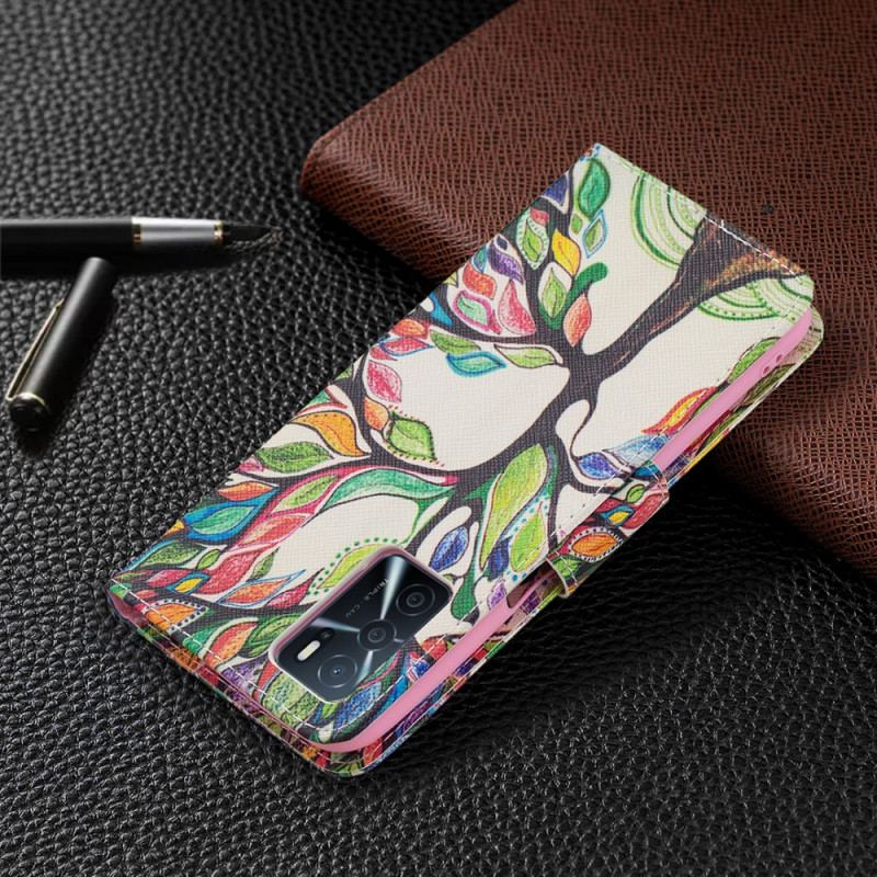 Flip Cover Oppo A16 / A16s Farverigt Træ