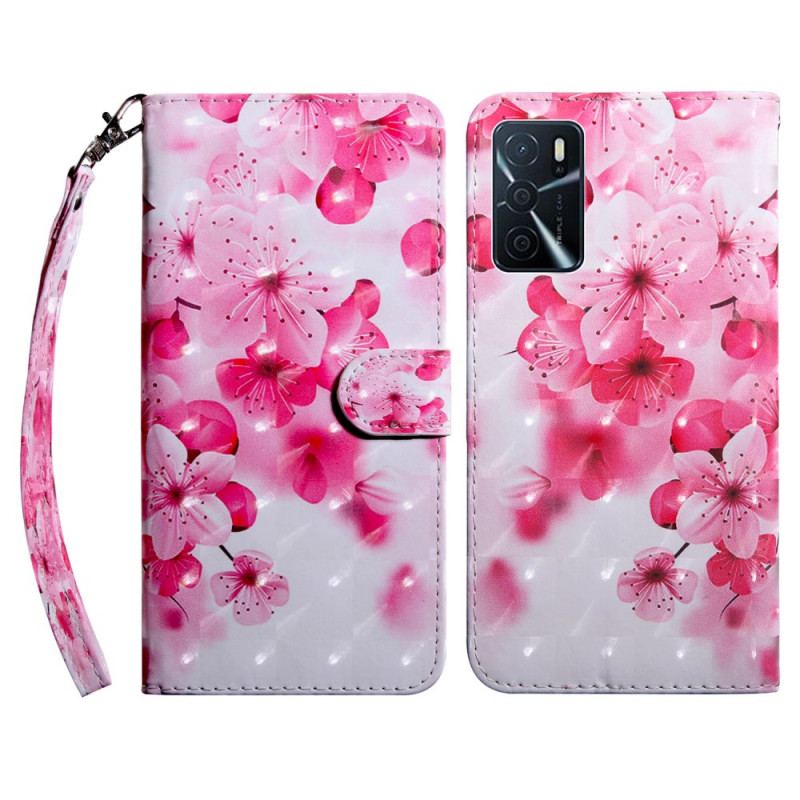 Flip Cover Oppo A16 / A16s Lyserøde Blomster