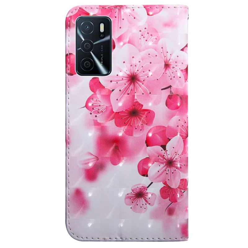 Flip Cover Oppo A16 / A16s Lyserøde Blomster