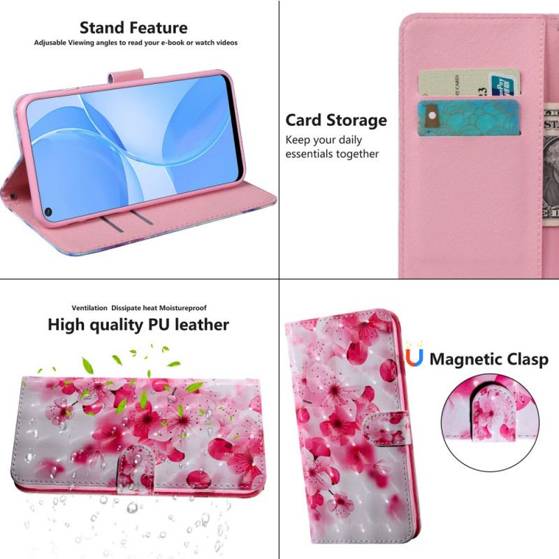 Flip Cover Oppo A16 / A16s Lyserøde Blomster