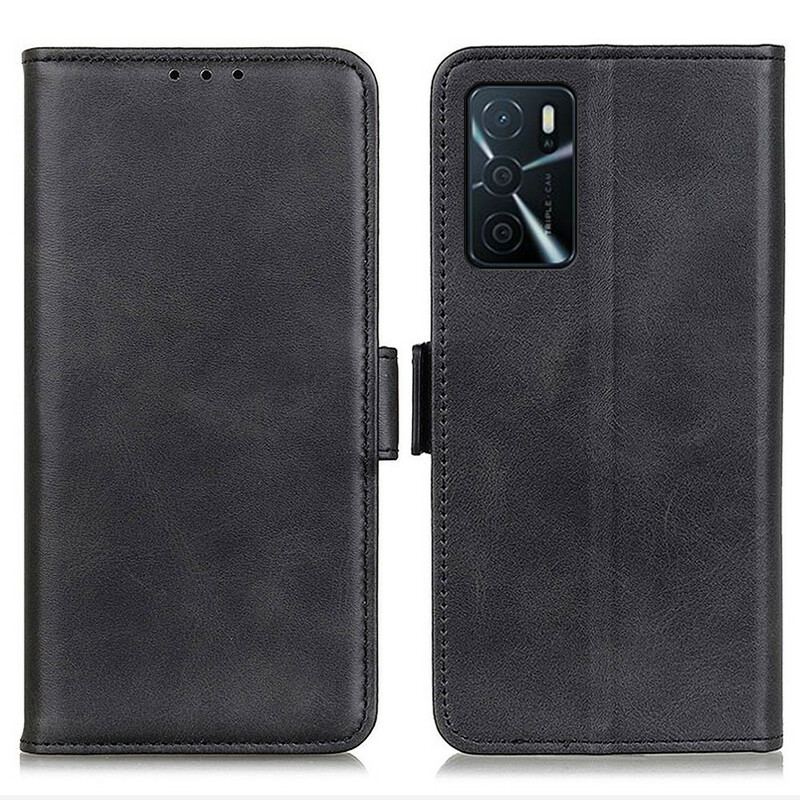 Læder Cover Oppo A16 / A16s Flip Cover Dobbelt Klap