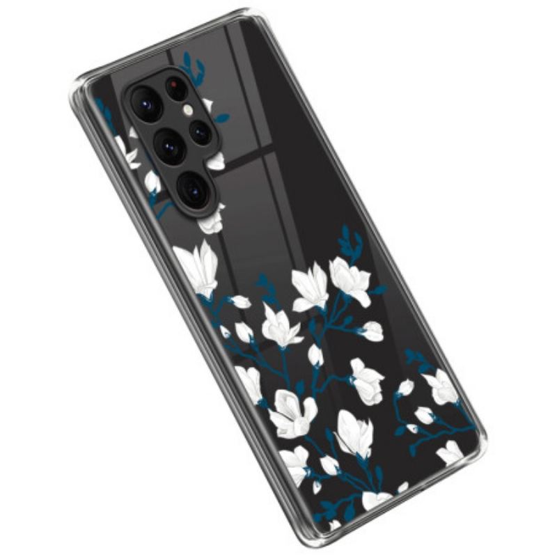 Cover Samsung Galaxy S23 Ultra 5G Hvide Blomster