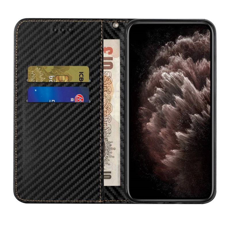 Cover Samsung Galaxy S23 Ultra 5G Med Snor Flip Cover Strappy Carbon Fiber Style