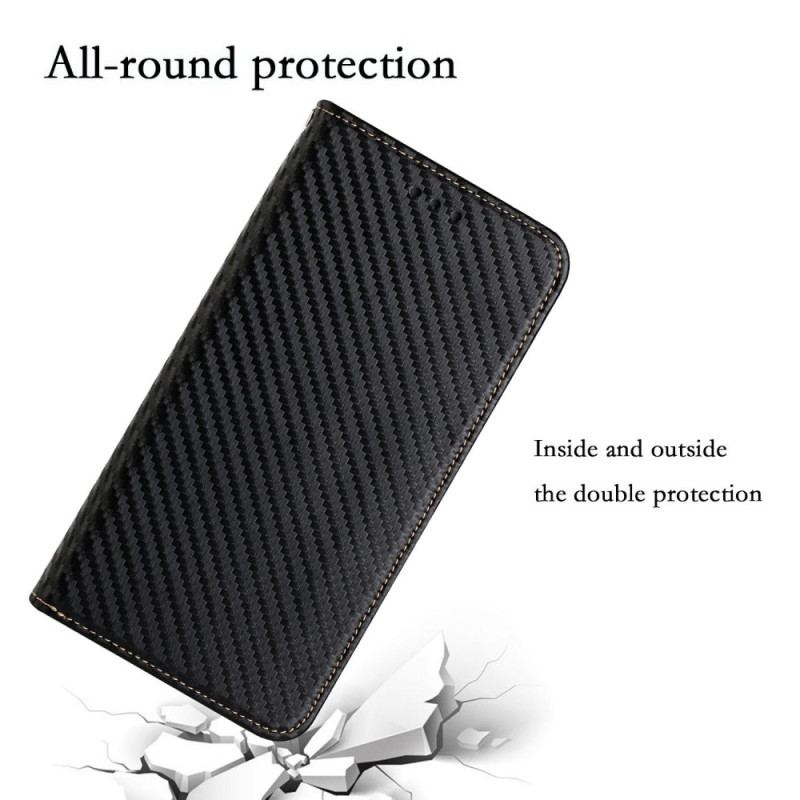 Cover Samsung Galaxy S23 Ultra 5G Med Snor Flip Cover Strappy Carbon Fiber Style