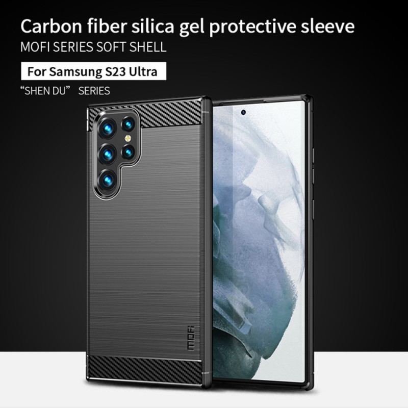 Cover Samsung Galaxy S23 Ultra 5G Mofi Børstet Kulfiber