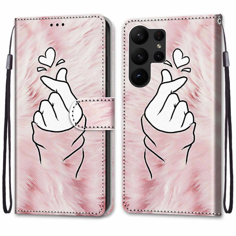 Flip Cover Samsung Galaxy S23 Ultra 5G Finger Hjerte