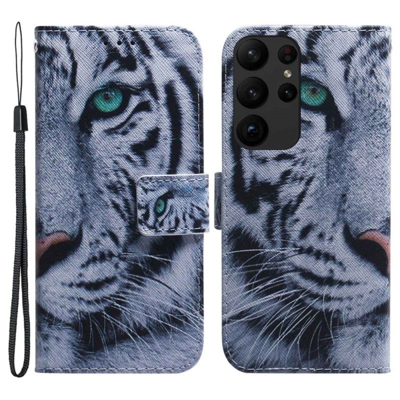 Flip Cover Samsung Galaxy S23 Ultra 5G Hvid Tiger