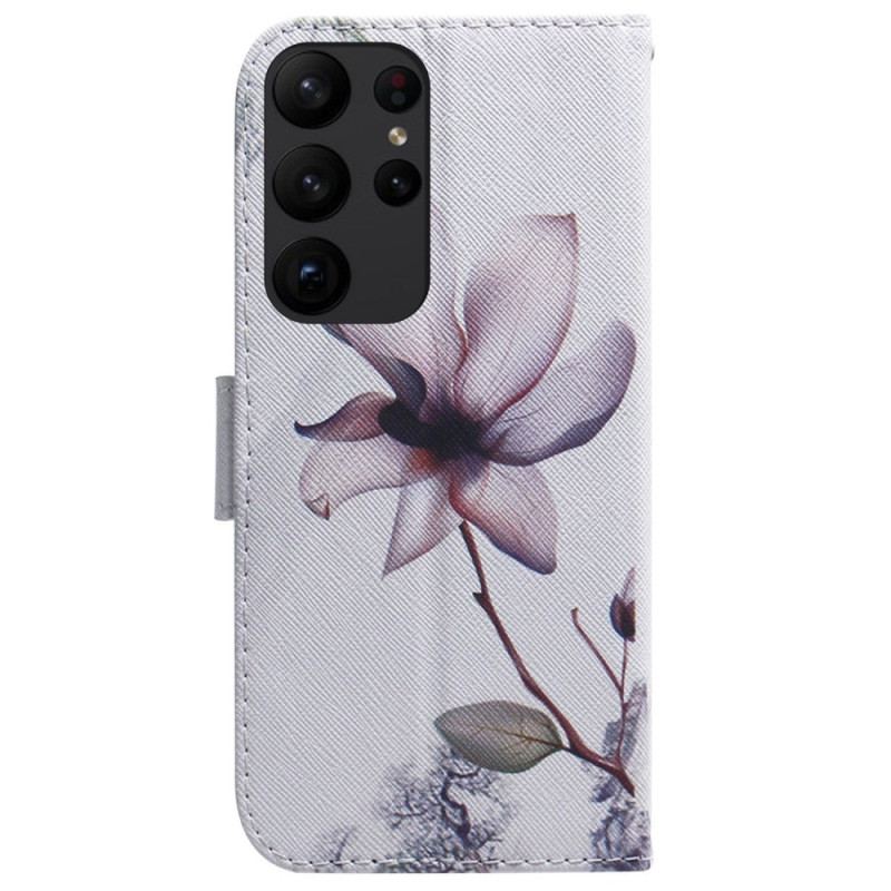 Flip Cover Samsung Galaxy S23 Ultra 5G Lyserød Blomst