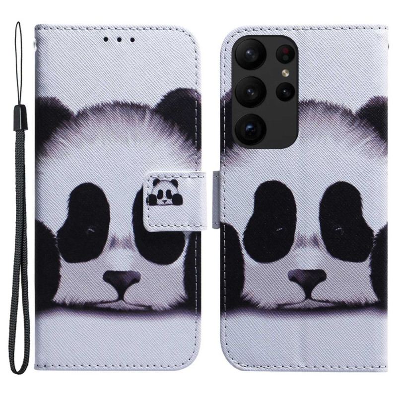 Flip Cover Samsung Galaxy S23 Ultra 5G Med Snor Min Lanyard Panda