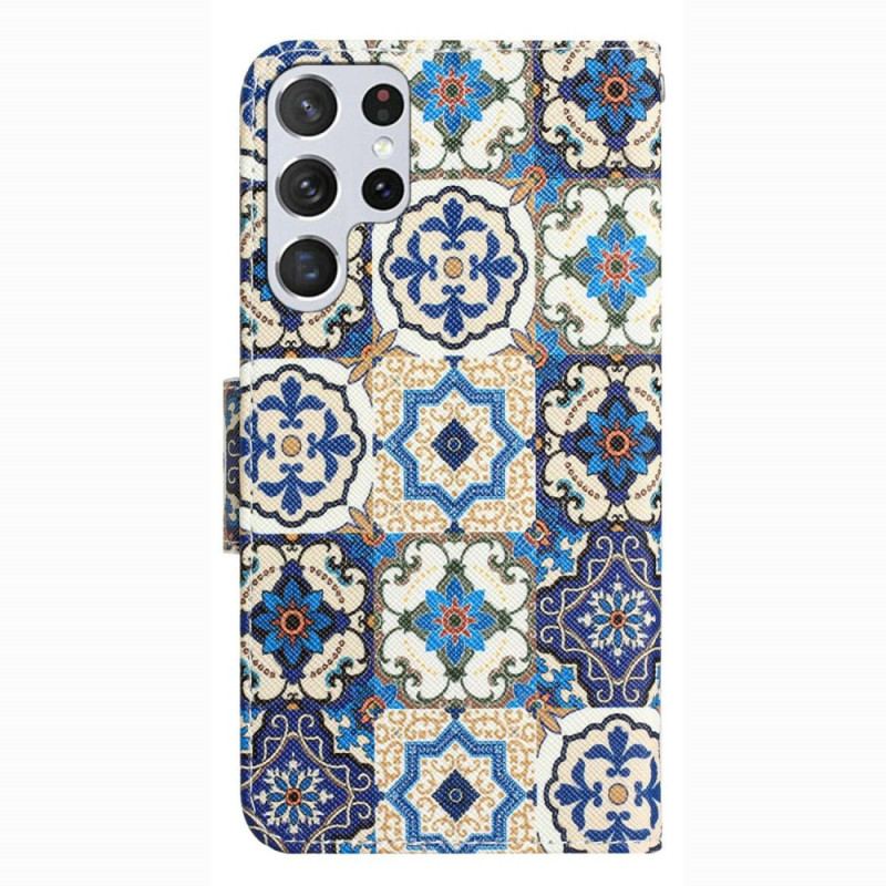 Flip Cover Samsung Galaxy S23 Ultra 5G Med Snor Strappy Patchwork