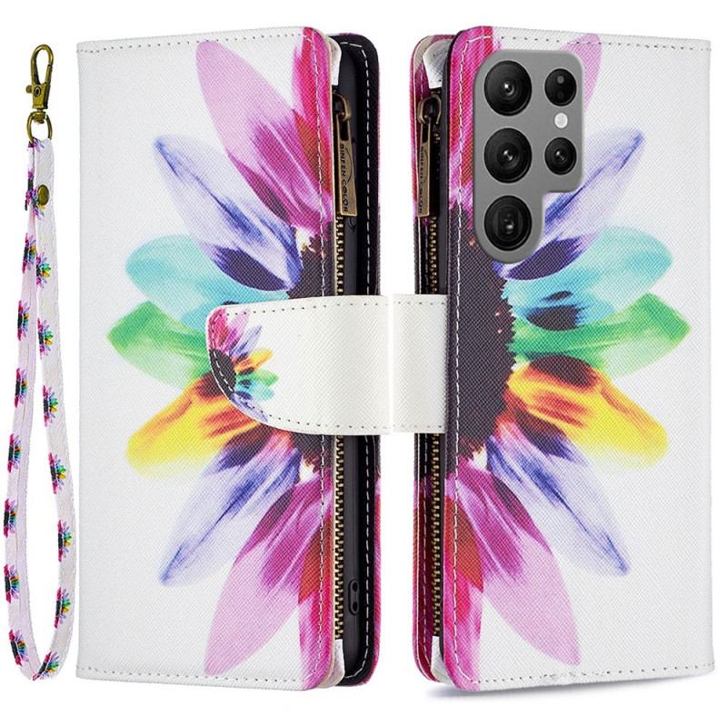 Flip Cover Samsung Galaxy S23 Ultra 5G Punge Etui Blomster Tegnebog